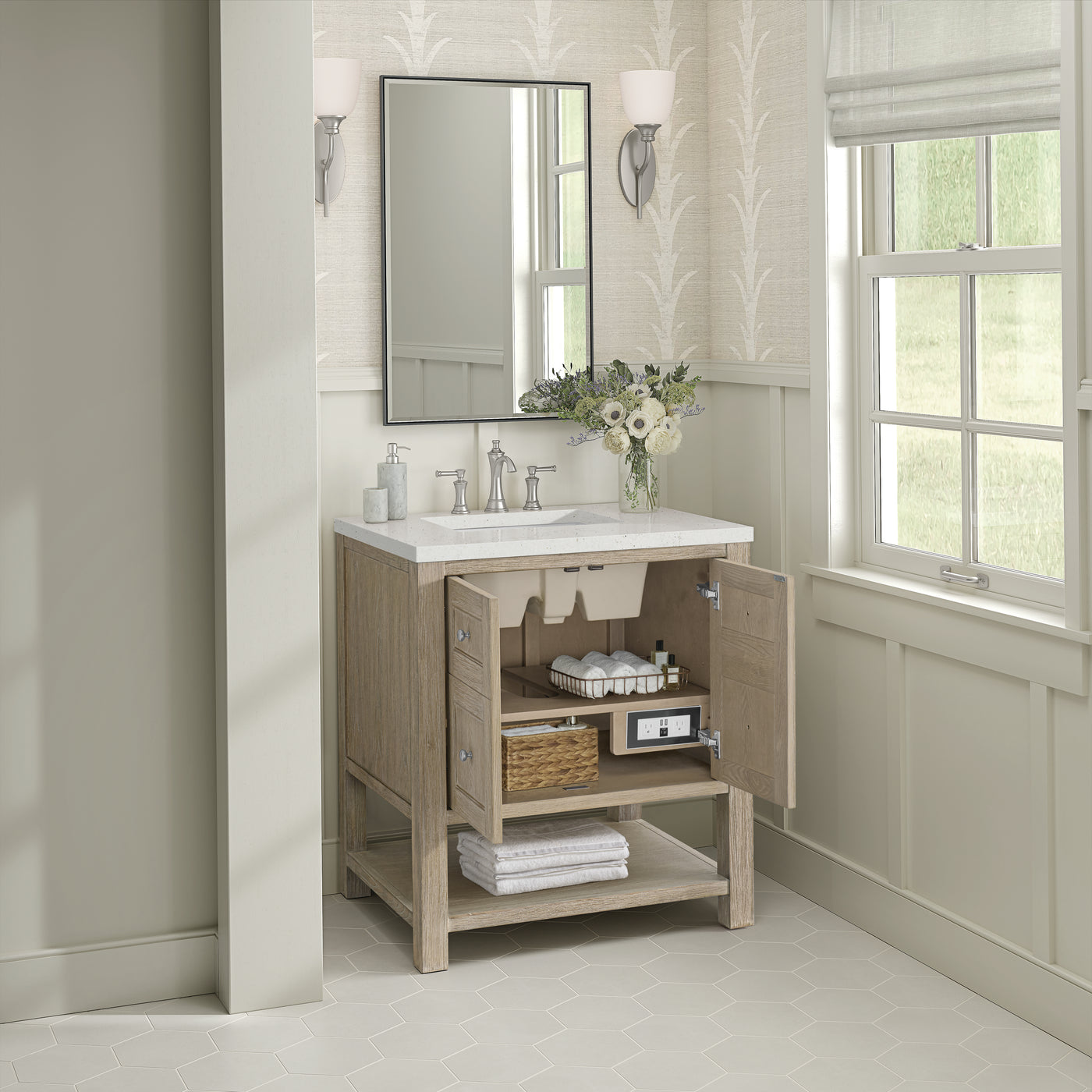 James Martin Breckenridge 30" Single Bathroom Vanity, Whitewashed Oak, view 22