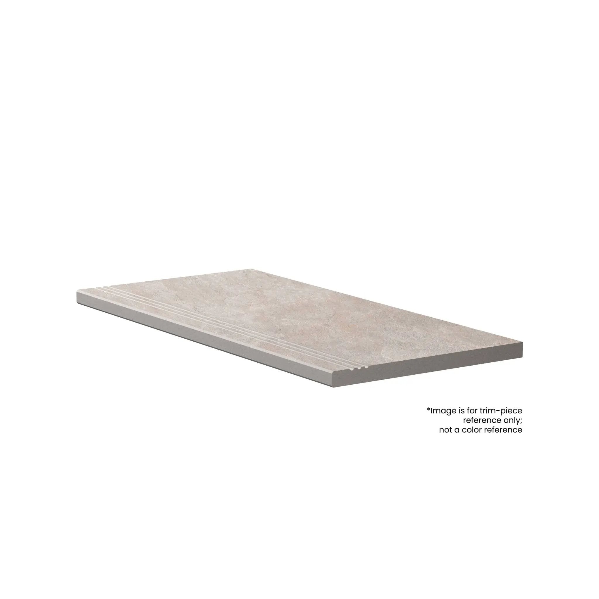 Frontier20 Travertine Cross Cut Cream Grip Stair Tread Look Porcelain Moldings 12x24 by landmarkceramics