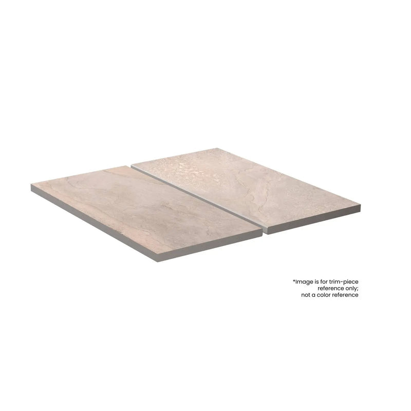 Frontier20 Travertine Cross Cut Cream Linear Cover Drain Set Look Porcelain Moldings 24x24 by landmarkceramics