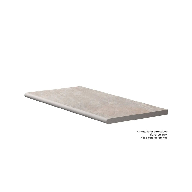 Frontier20 Ivory Coping & Stair Tread Bullnose Limestone Look Porcelain Moldings 12x24 by landmarkceramics