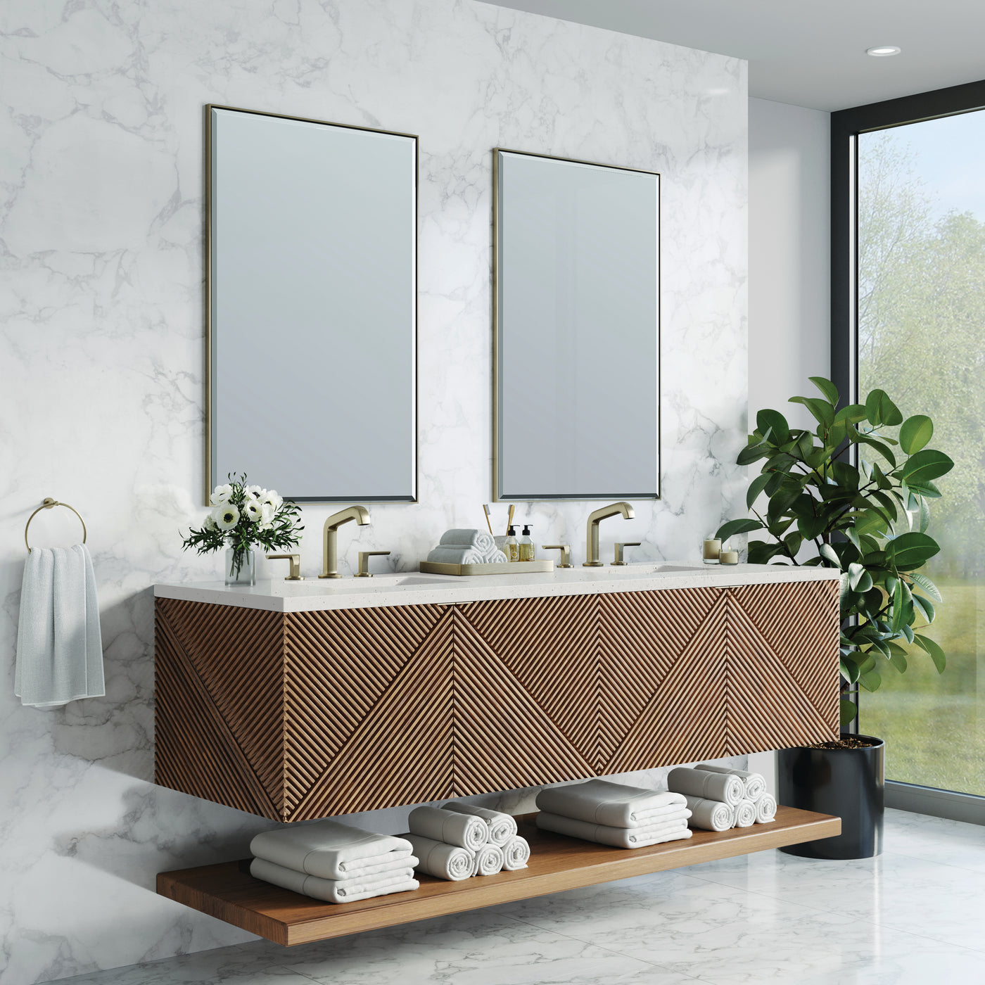 James Martin Marcello 72" Floating Double Bathroom Vanity, Chestnut, view 31