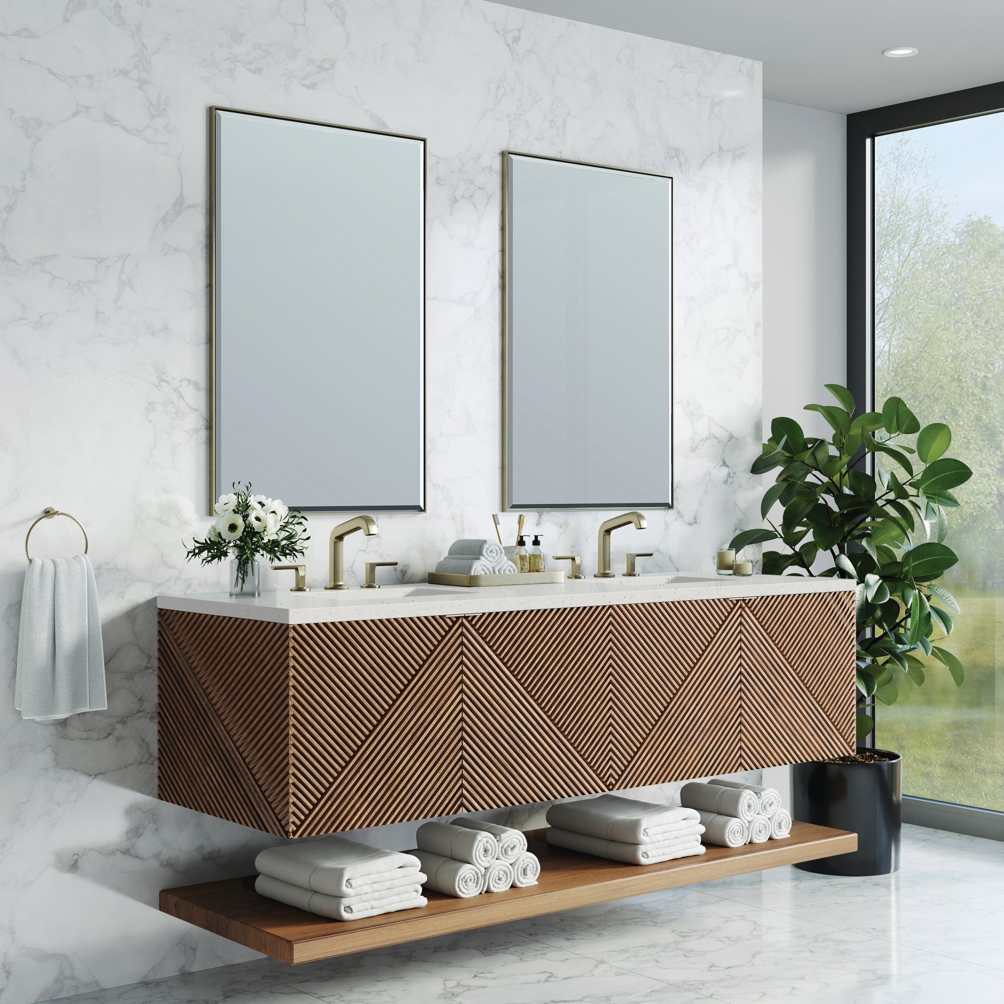 James Martin Marcello 72" Floating Double Bathroom Vanity, Chestnut, view 31