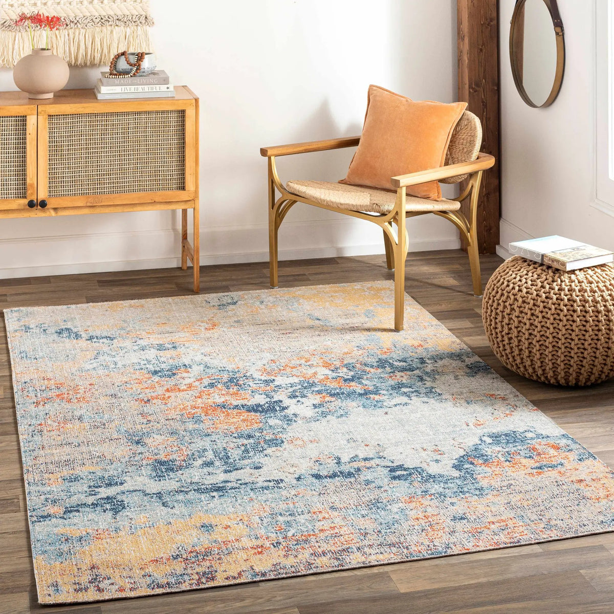 Landen Outdoor Area Rug, installed in a room