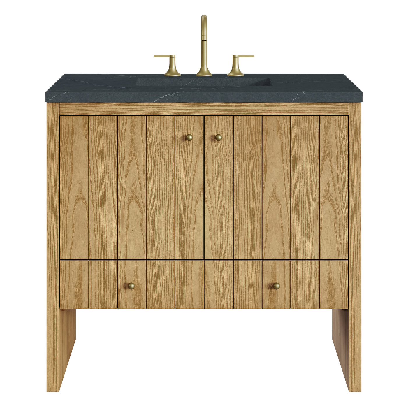 James Martin Hudson 36" Single Bathroom Vanity, Light Natural Oak with Charcoal Soapstone countertop
