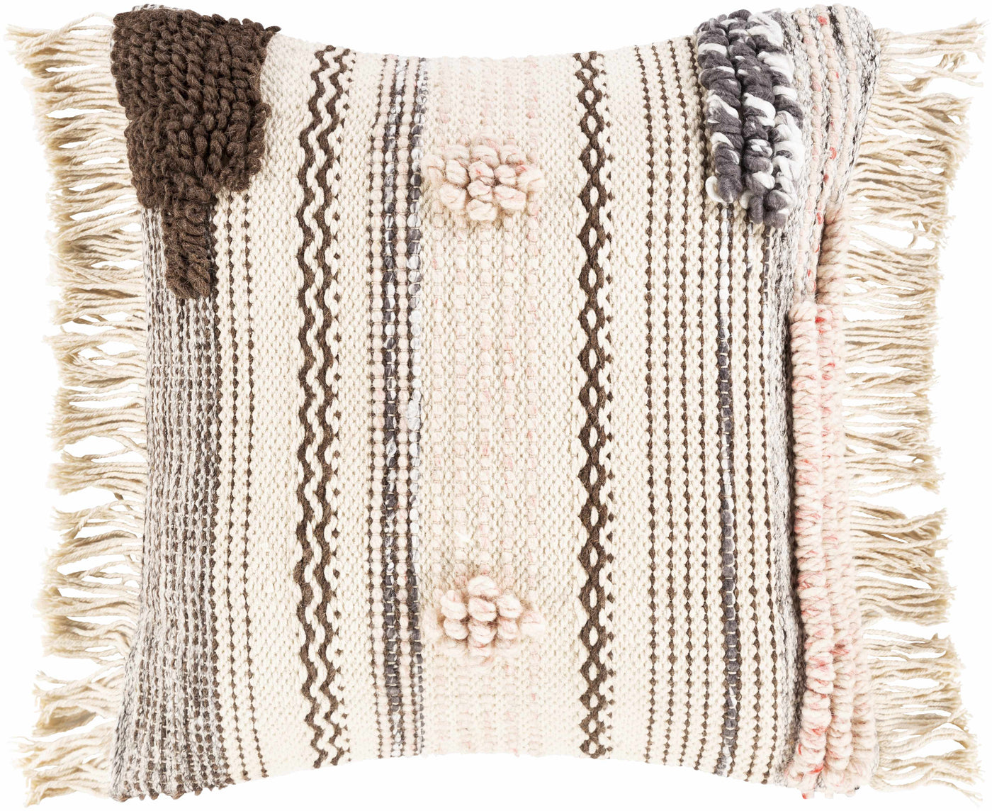 Lenorah Pink&White Textured Throw Pillow - Clearance by Boutique Rugs