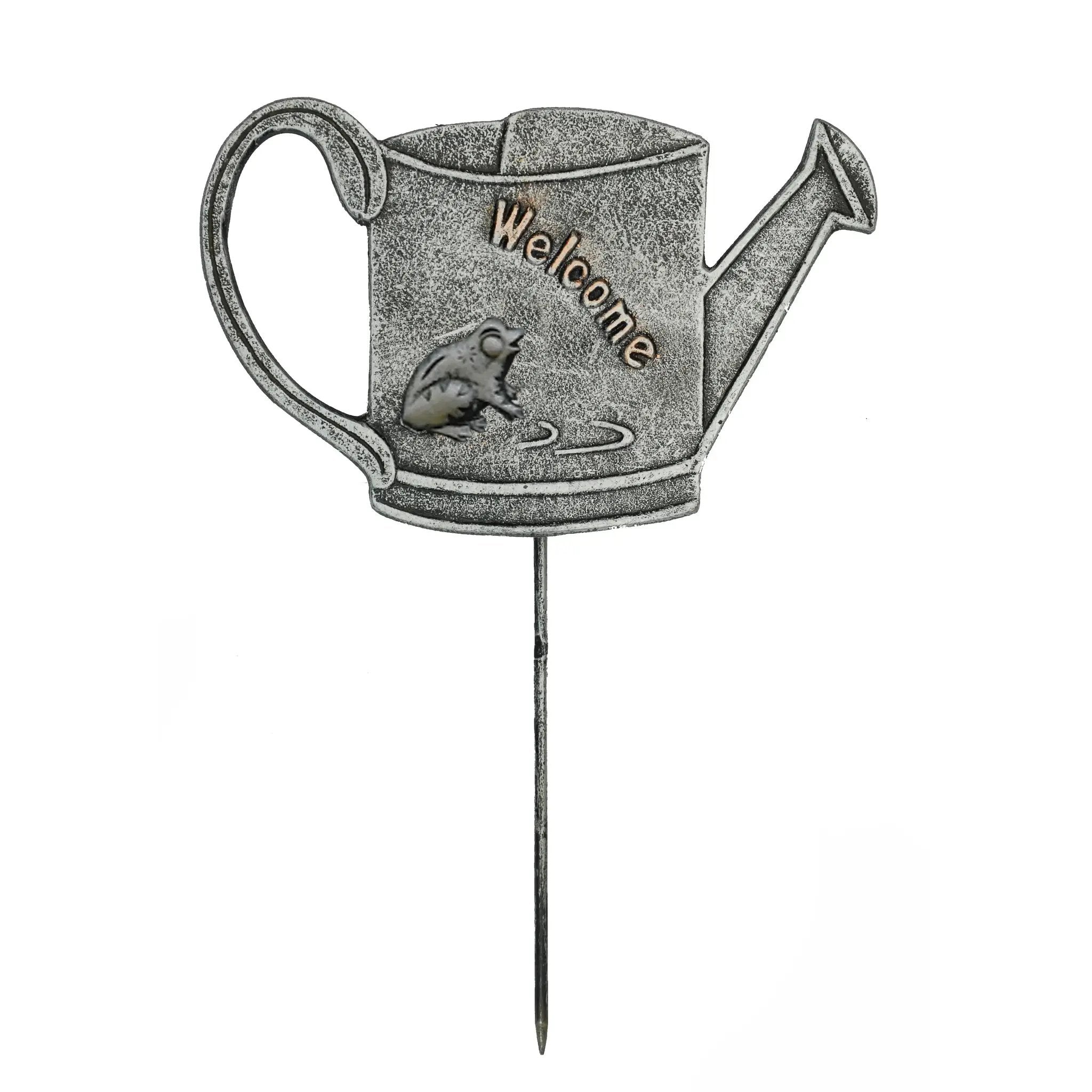 Antique Pewter Metal Garden Marker Welcome Frog by Sharicks
