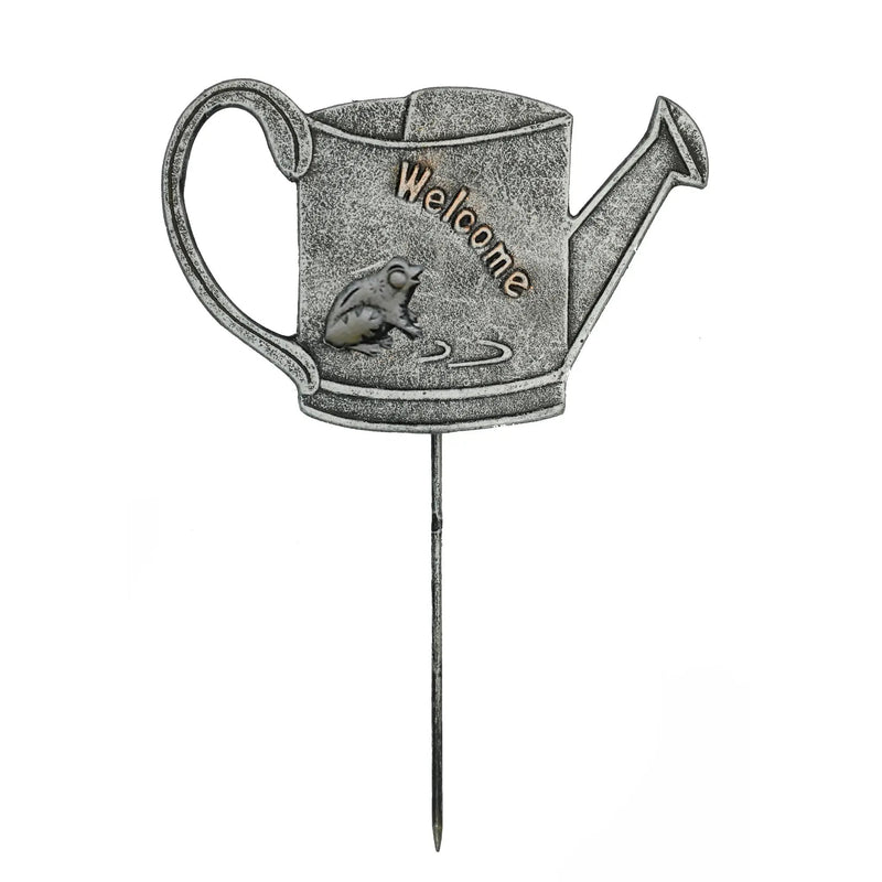 Antique Pewter Metal Garden Marker Welcome Frog by Sharicks
