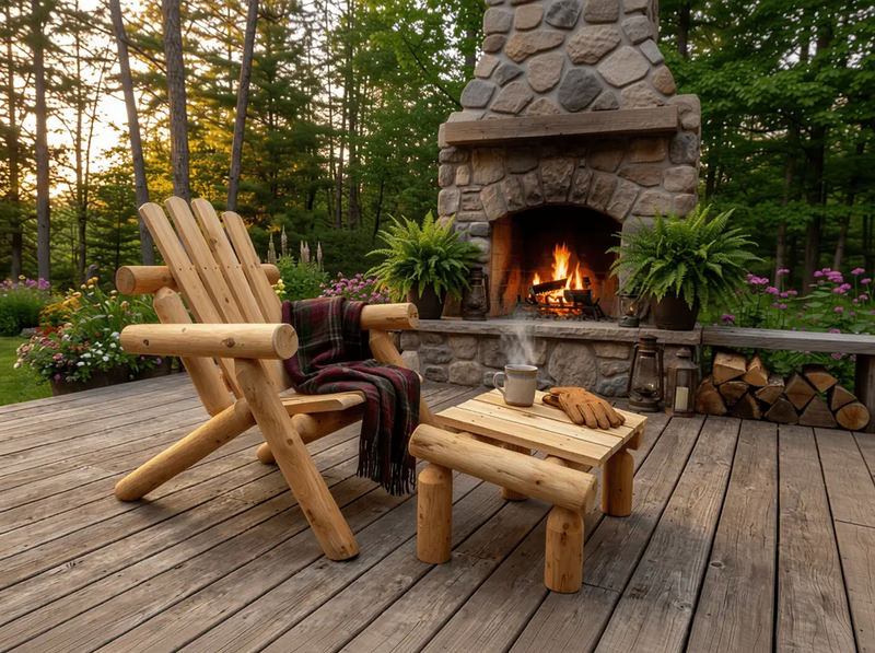 Log Wooden Deck Chair by Cedar Creek Rustic Furniture