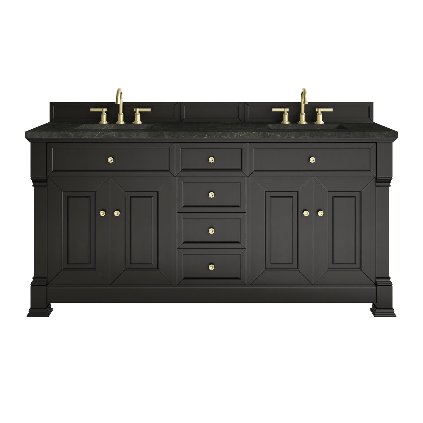 James Martin Brookfield 72" Double Bathroom Vanity, Black Onyx with Phantome countertop