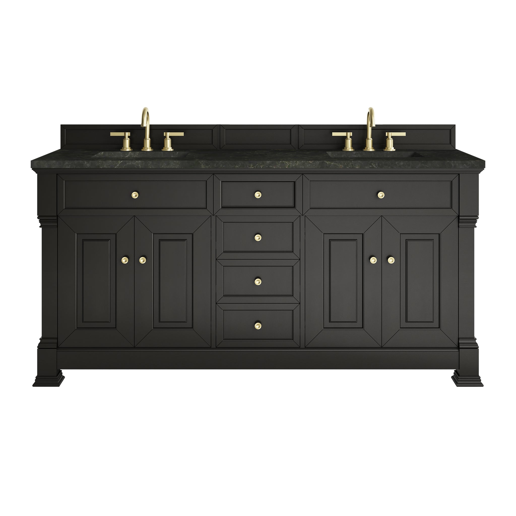 James Martin Brookfield 72" Double Bathroom Vanity, Black Onyx with Phantome countertop