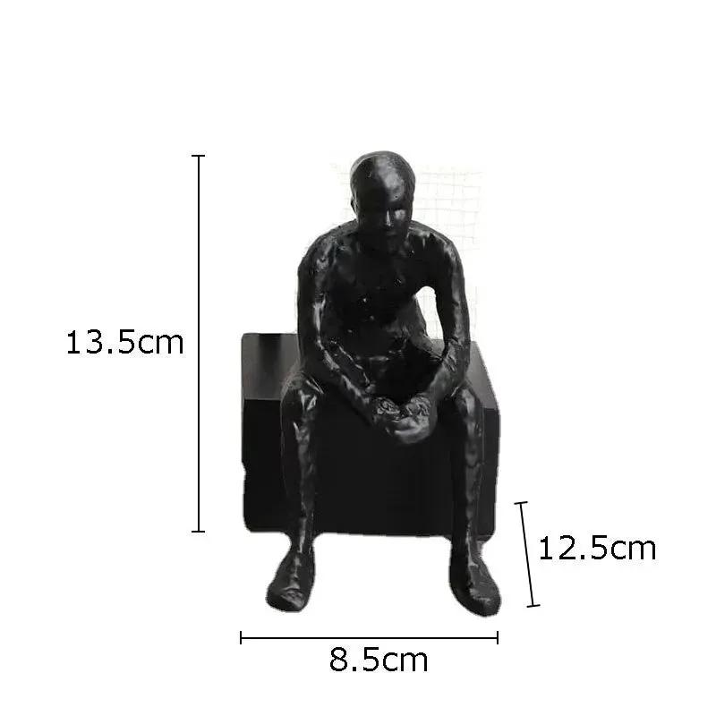 Abstract Long-Legged Thinker Sculpture Modern Matte Black Figurine by House Of Avana