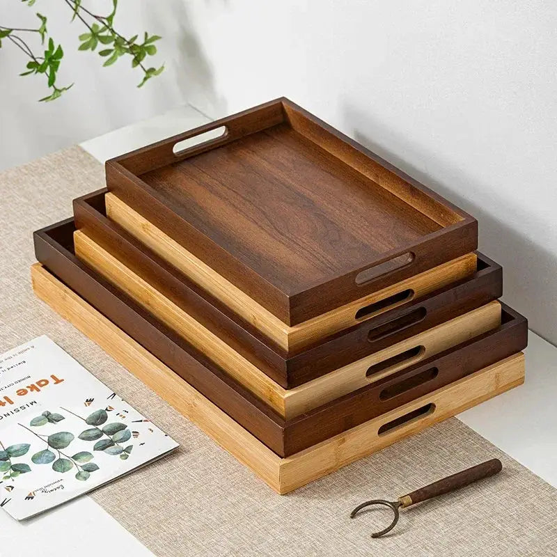 Long Rectangle Bamboo Tea Serving Tray by House Of Avana