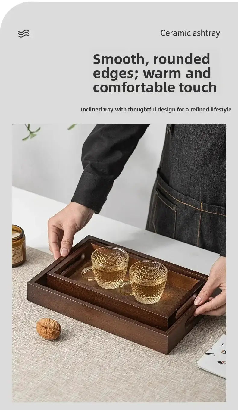 Long Rectangle Bamboo Tea Serving Tray by House Of Avana