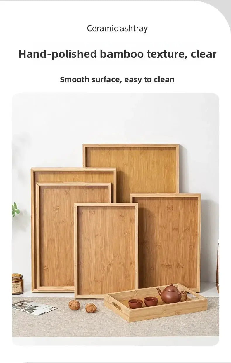 Long Rectangle Bamboo Tea Serving Tray by House Of Avana