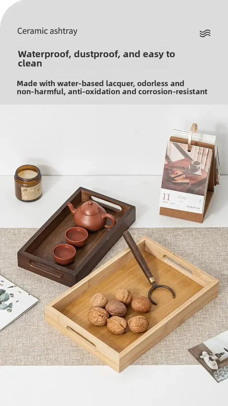 Long Rectangle Bamboo Tea Serving Tray by House Of Avana