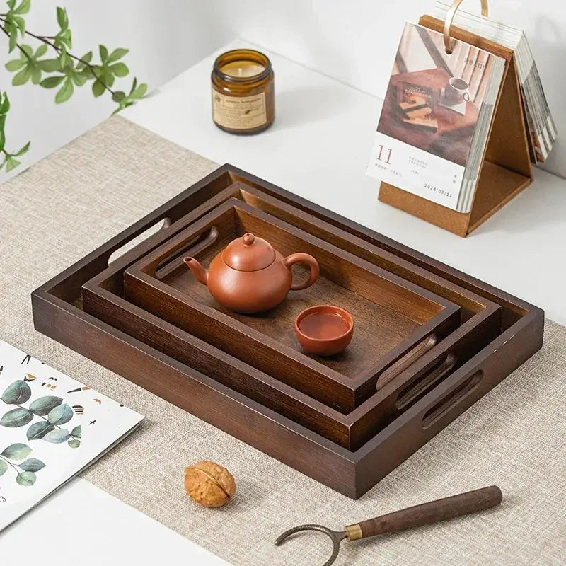 Long Rectangle Bamboo Tea Serving Tray by House Of Avana