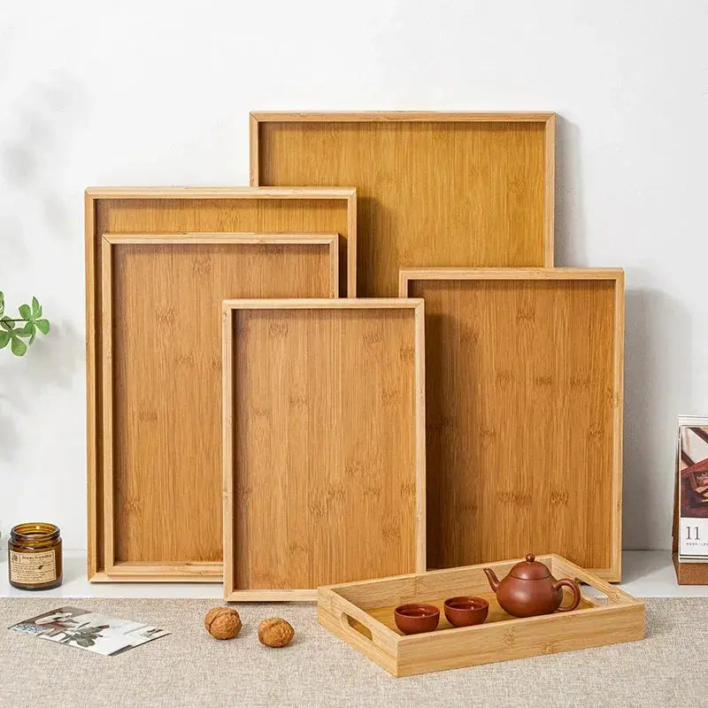 Long Rectangle Bamboo Tea Serving Tray by House Of Avana