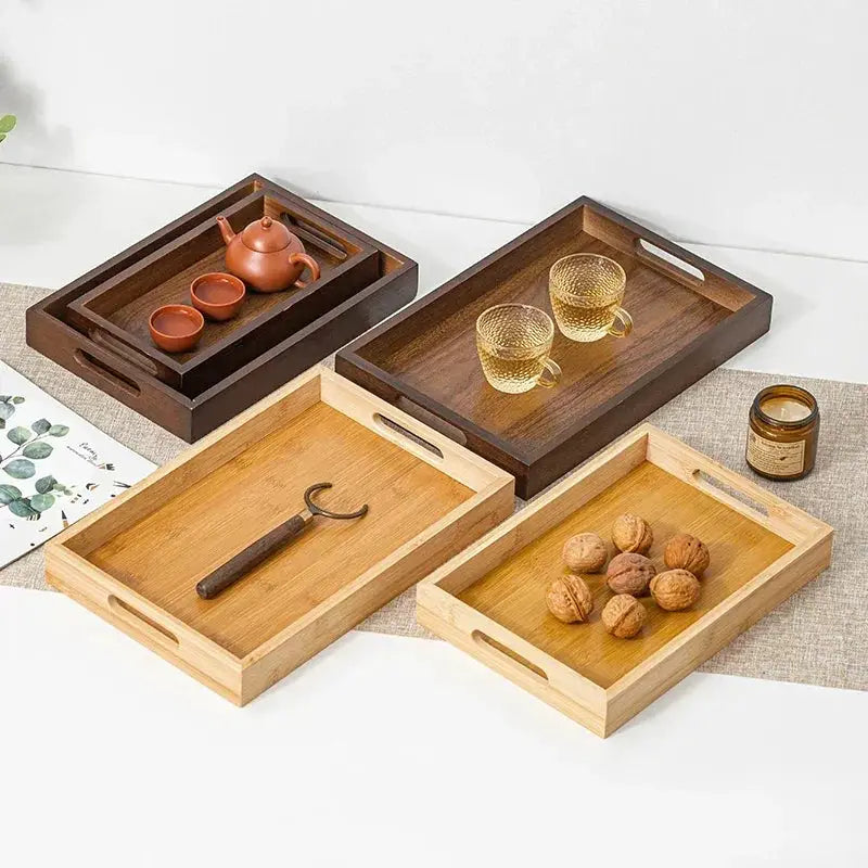 Long Rectangle Bamboo Tea Serving Tray by House Of Avana