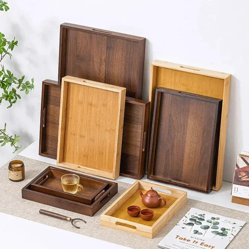 Long Rectangle Bamboo Tea Serving Tray by House Of Avana