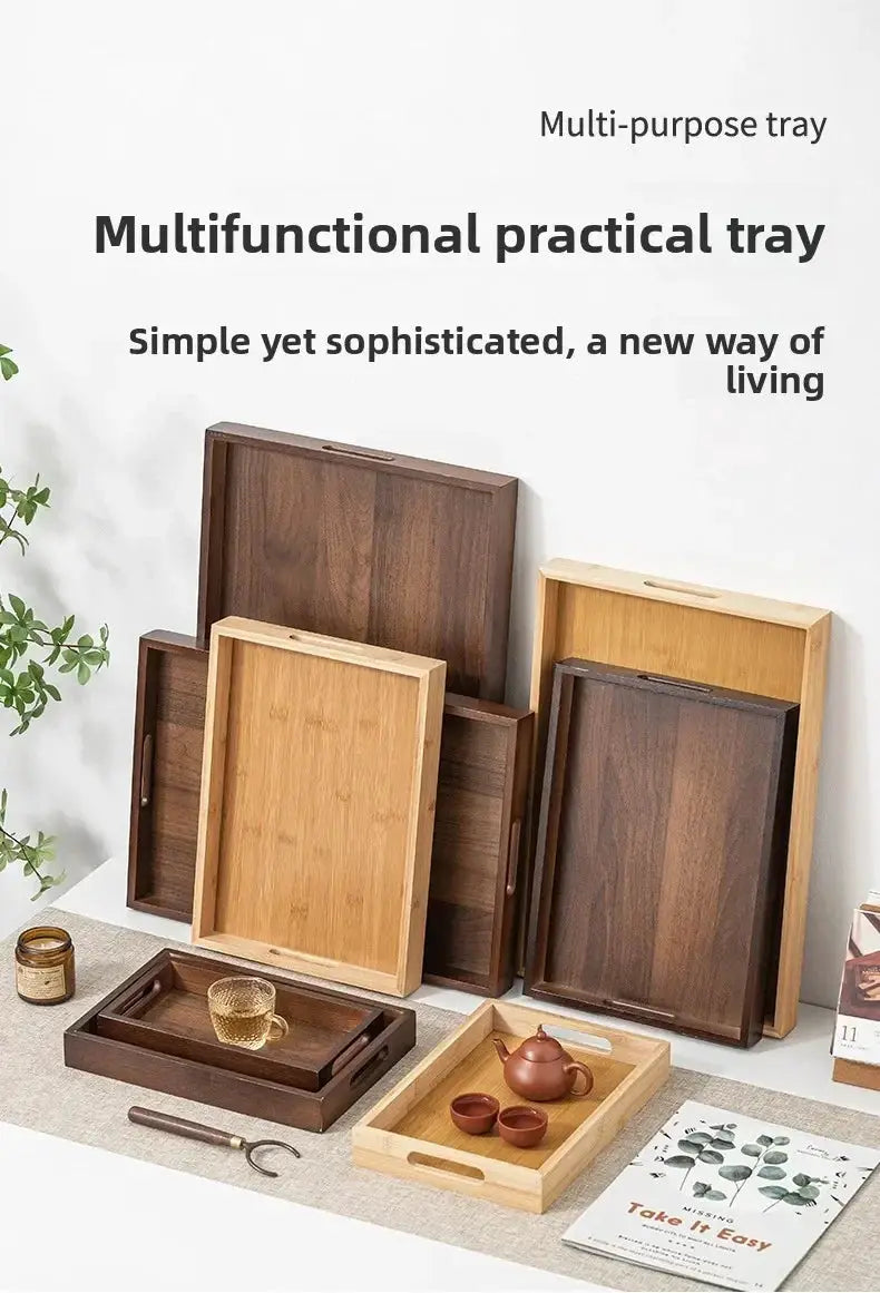 Long Rectangle Bamboo Tea Serving Tray by House Of Avana