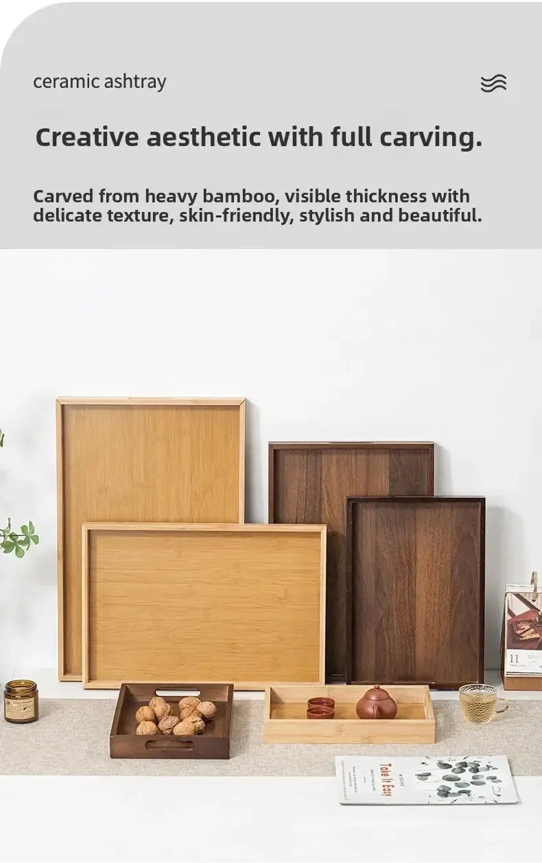 Long Rectangle Bamboo Tea Serving Tray by House Of Avana
