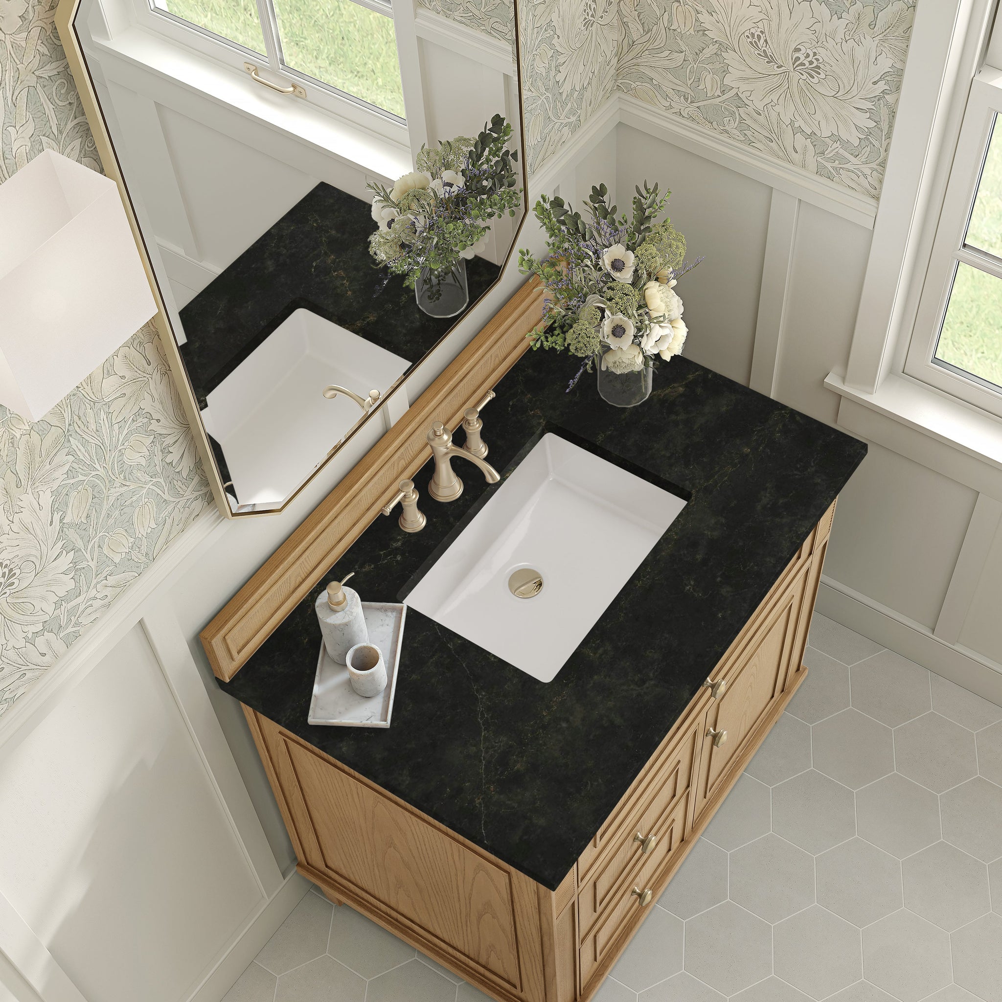 James Martin Lorelai 36" Single Bathroom Vanity, Light Natural Oak with Phantome countertop