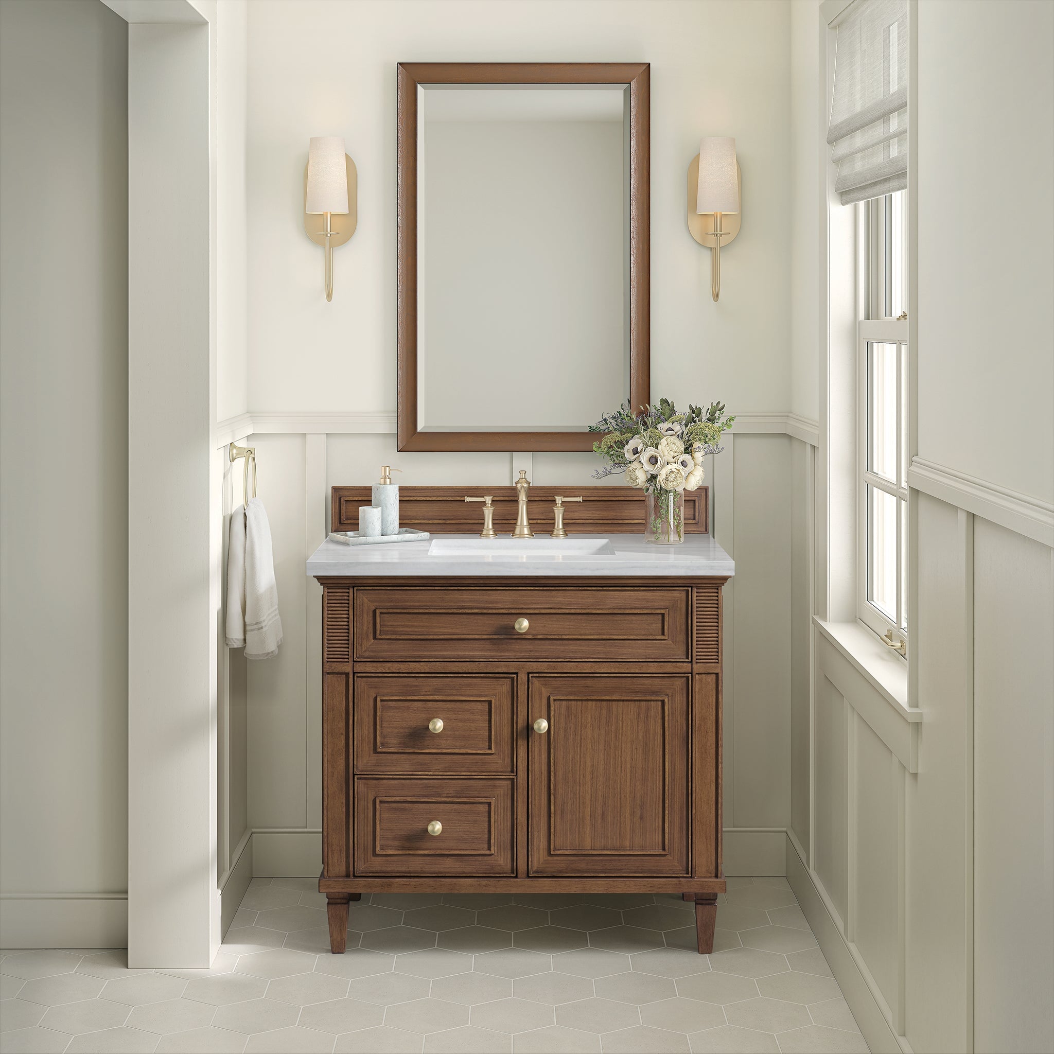 James Martin Lorelai 36" Single Bathroom Vanity, Mid-Century Walnut, cabinet without a countertop