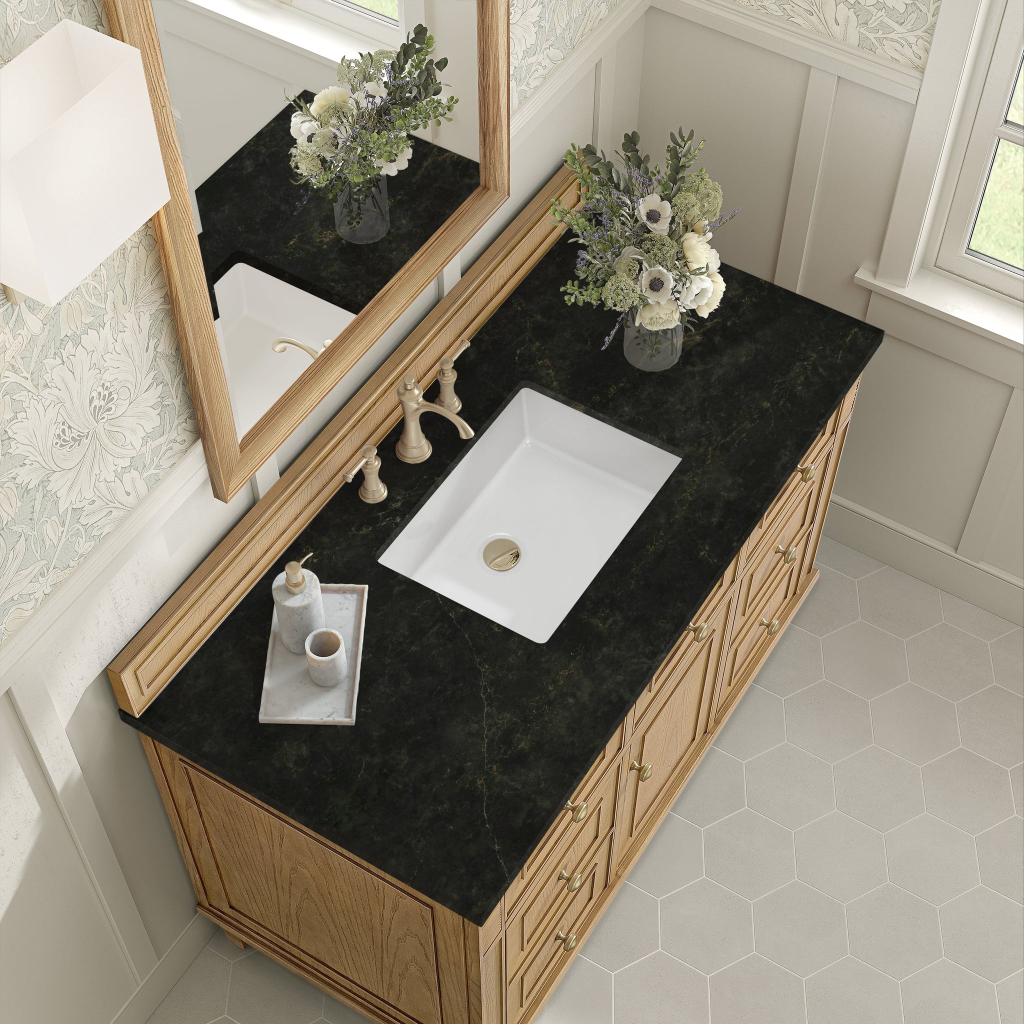 James Martin Lorelai 48" Single Bathroom Vanity, Light Natural Oak with Phantome countertop