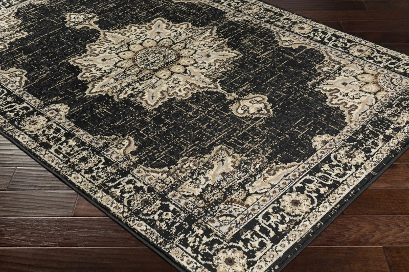 Lostwithiel Black Medallion Rug by Boutique Rugs