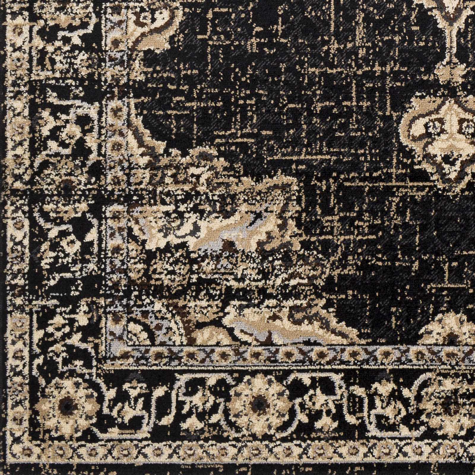 Lostwithiel Black Medallion Rug by Boutique Rugs