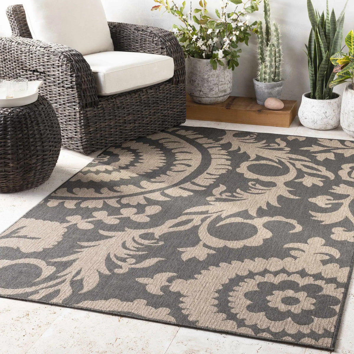 Loughton Outdoor Area Rug - Clearance, installed in a room