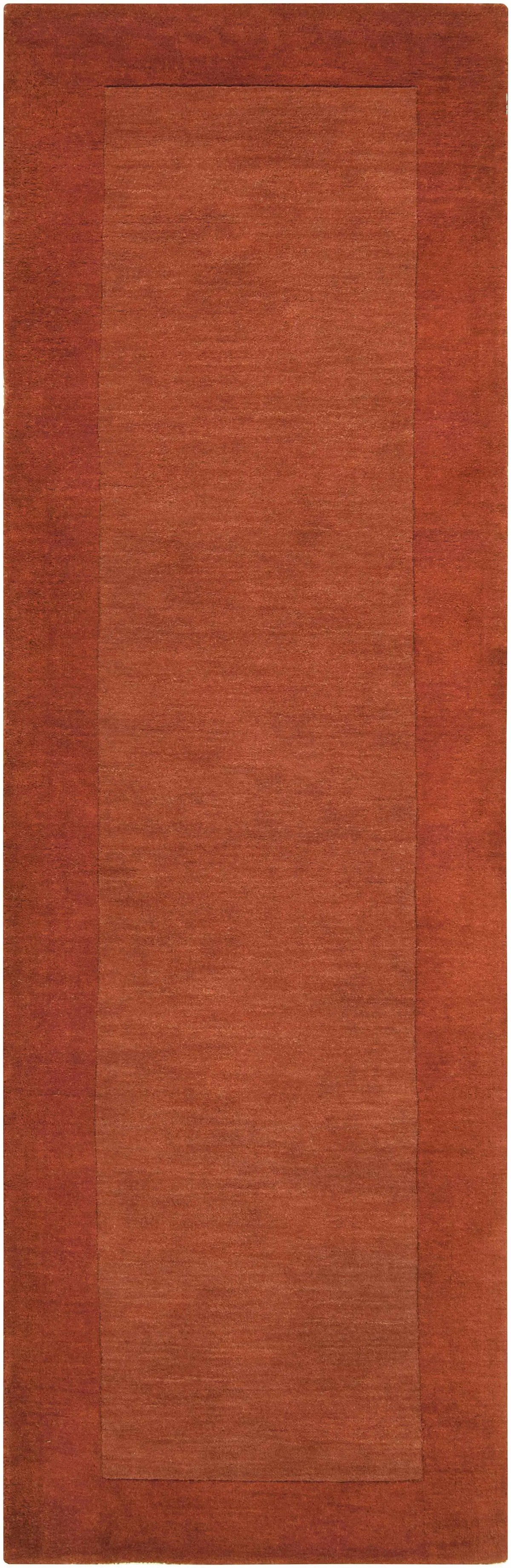 Bordered Solid Brick Red Wool Rug, photo 7 of 14