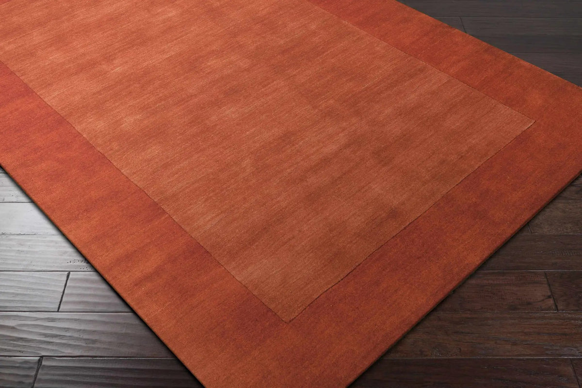 Bordered Solid Brick Red Wool Rug, photo 9 of 14