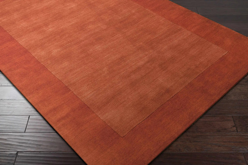 Bordered Solid Brick Red Wool Rug by Boutique Rugs