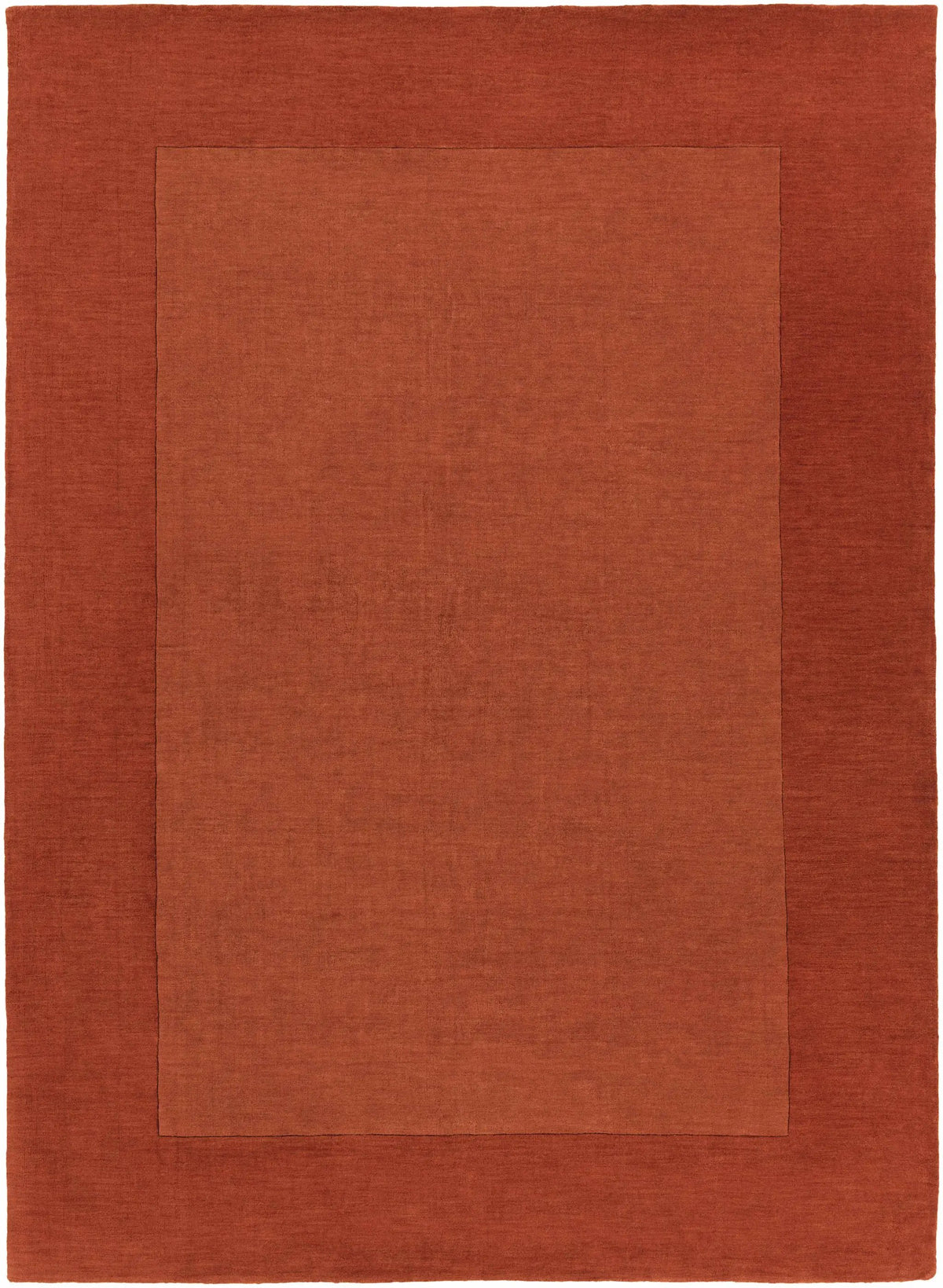 Bordered Solid Brick Red Wool Rug