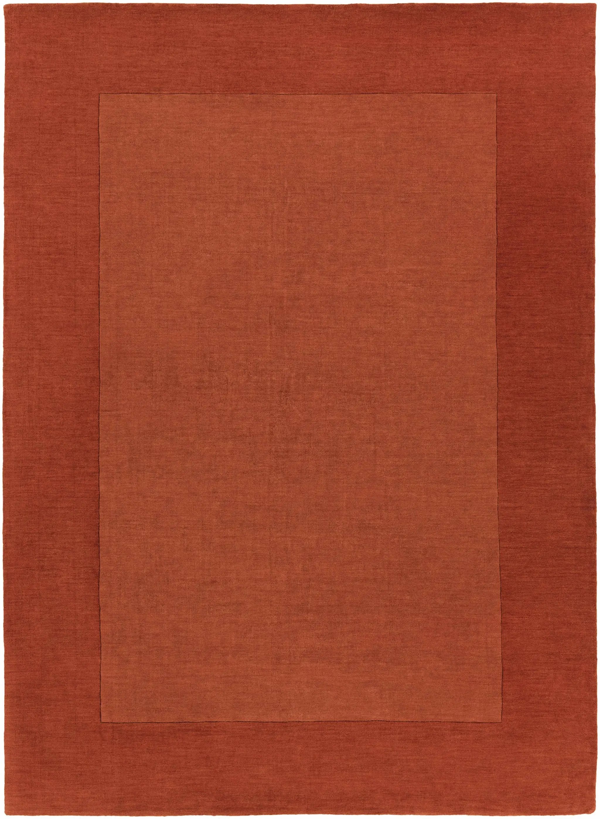 Bordered Solid Brick Red Wool Rug by Boutique Rugs