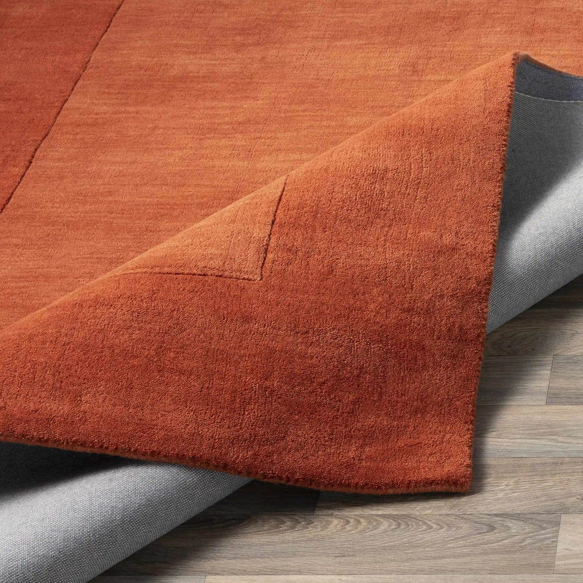 Bordered Solid Brick Red Wool Rug, photo 5 of 14
