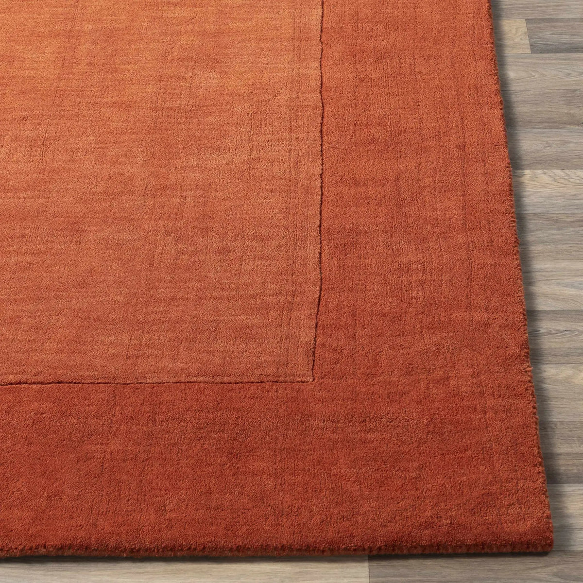 Bordered Solid Brick Red Wool Rug, photo 4 of 14