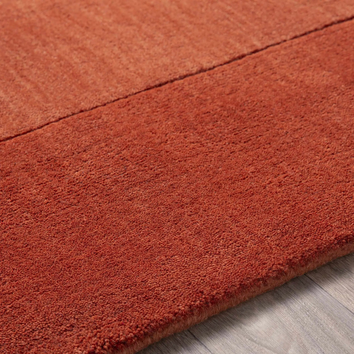 Bordered Solid Brick Red Wool Rug, photo 10 of 14