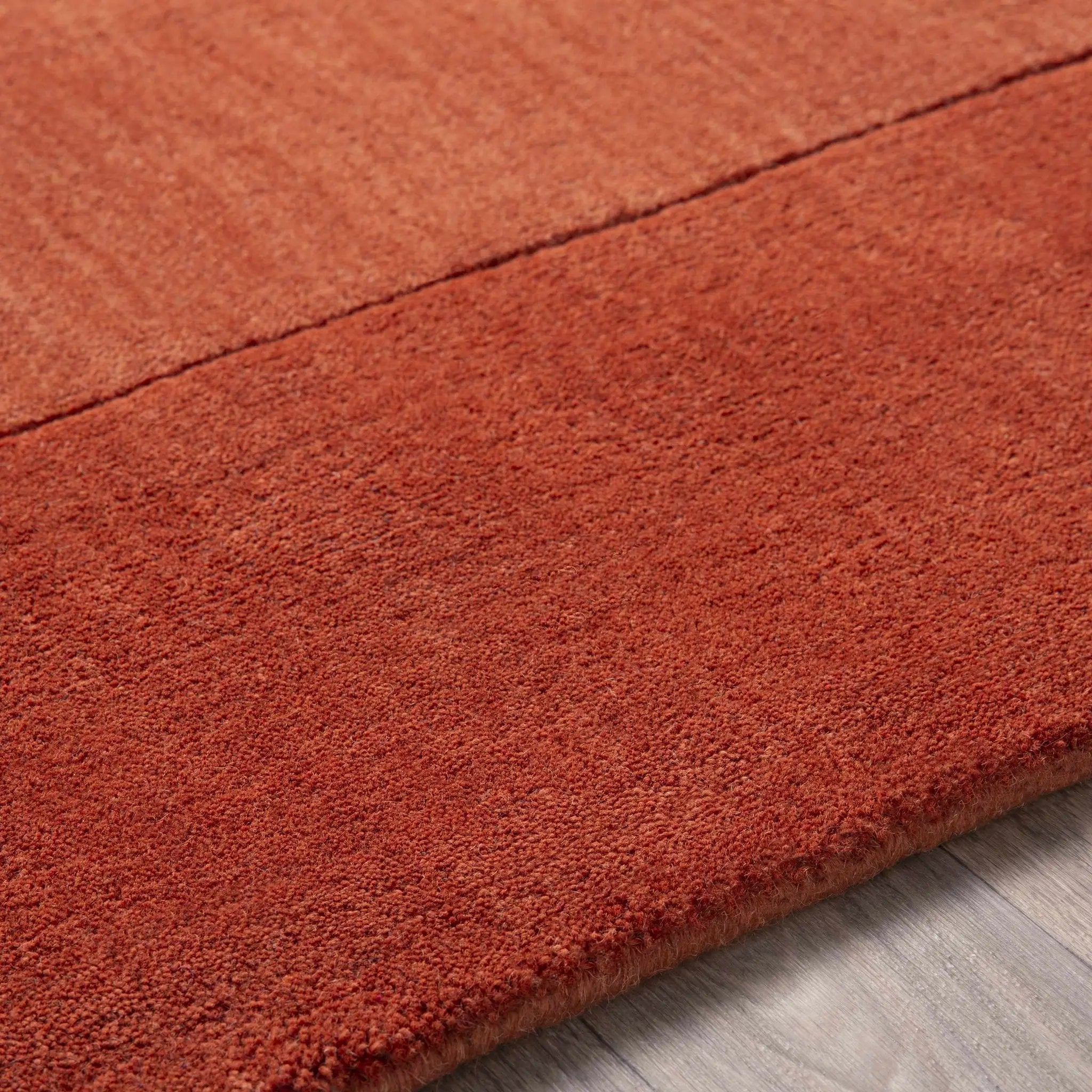 Bordered Solid Brick Red Wool Rug by Boutique Rugs