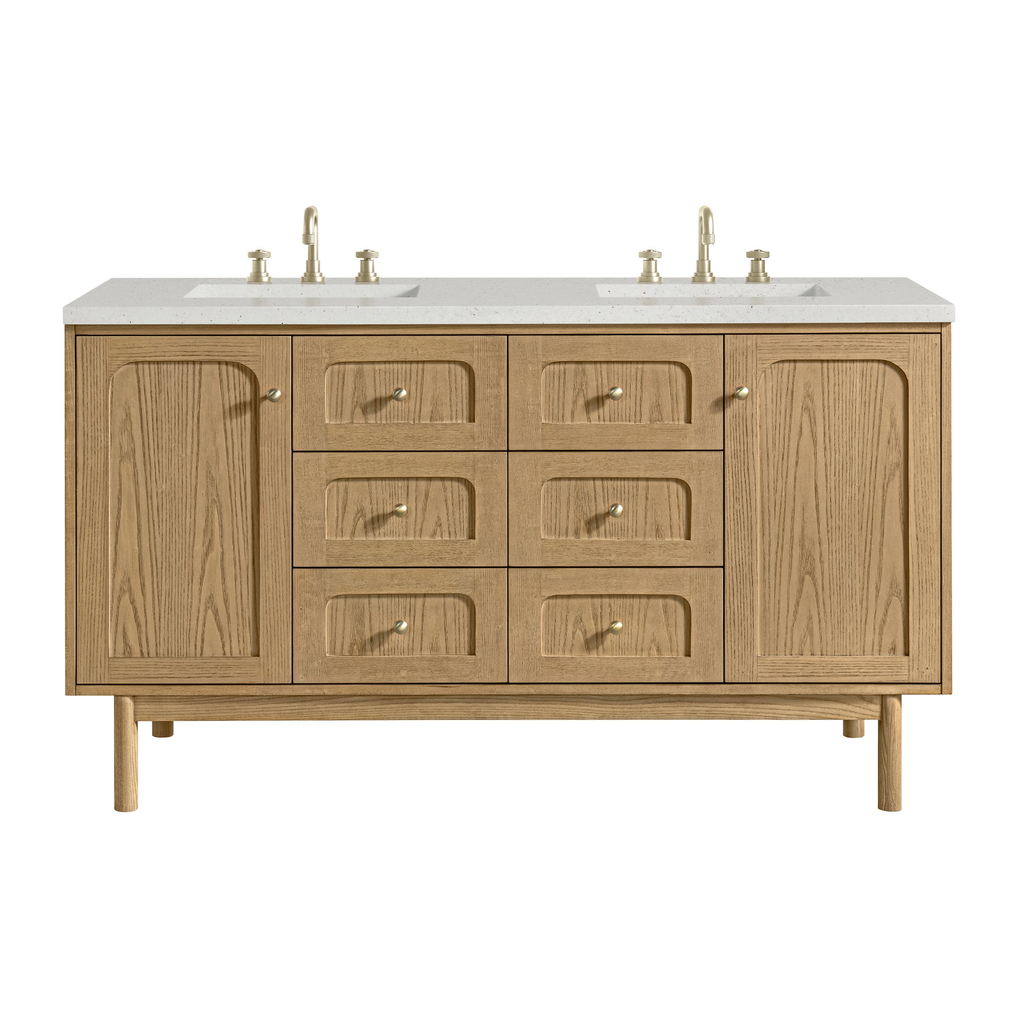 James Martin Laurent 60" Dual Mount Double Bathroom Vanity, Light Natural Oak, view 27