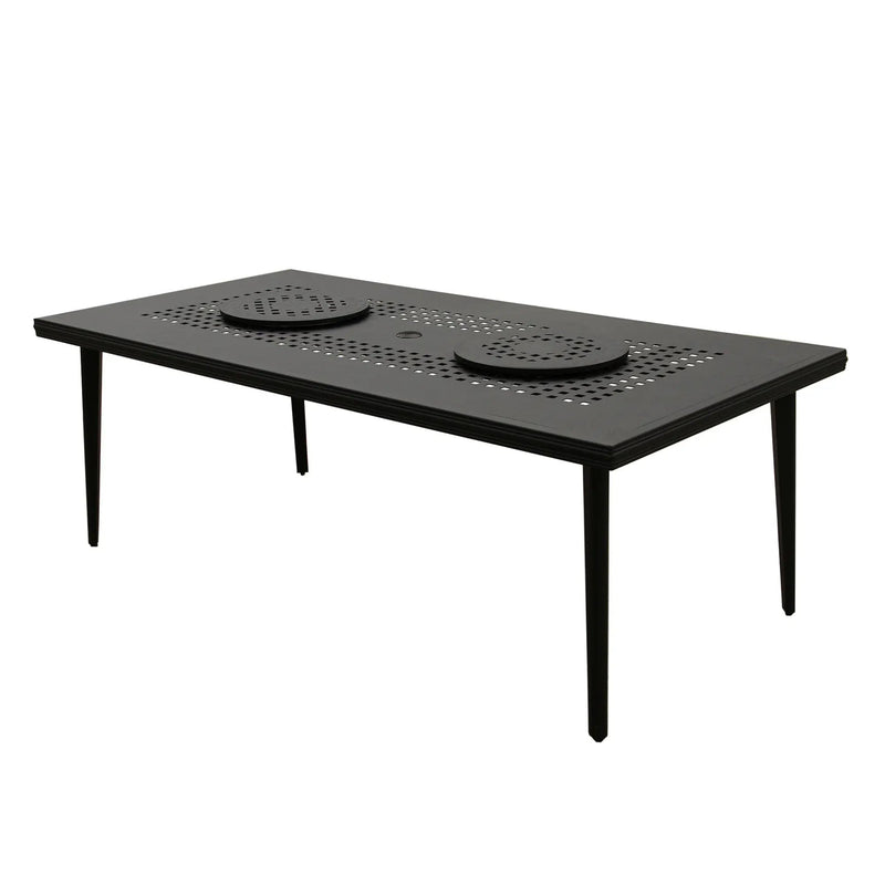 Aluminum 9pc Rectangular Patio Dining Set, Lazy Susans, Eight Chairs by Sharicks