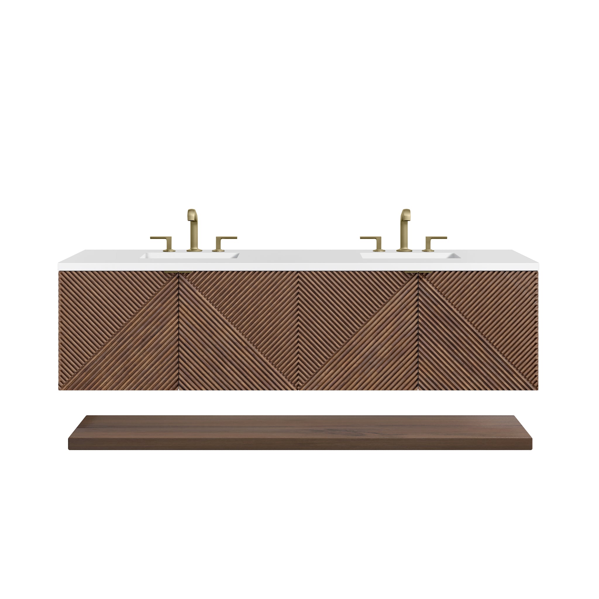 James Martin Marcello 72" Floating Double Bathroom Vanity, Chestnut, view 35