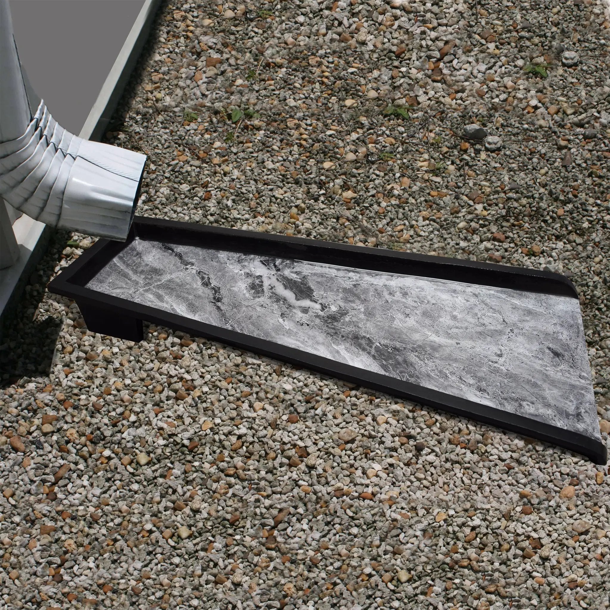 Grey Faux Marble 24-in Cast Aluminum Downspout Gutter Splash Block by Sharicks
