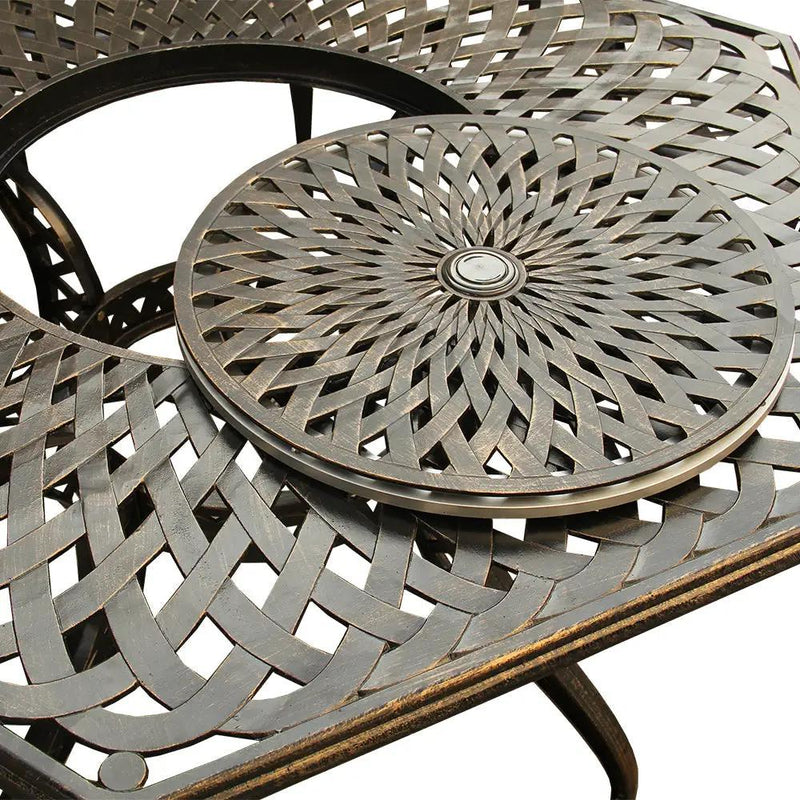 Outdoor Aluminum 7pc Hexagon Patio Dining Set, Lazy Susan, Six Chairs by Sharicks