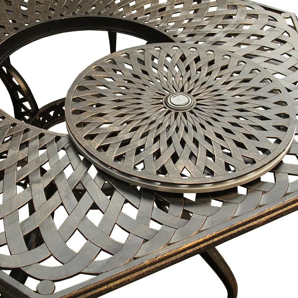 Aluminum 7pc Hexagon Rose Patio Dining Set, Lazy Susan, Six Chairs by Sharicks