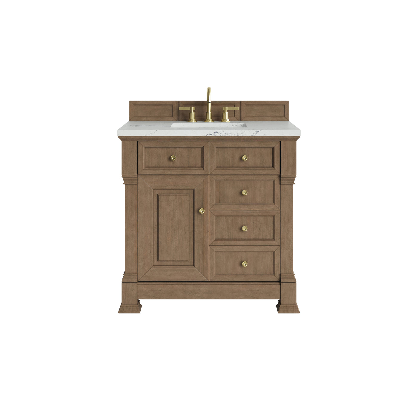 James Martin Brookfield 36" Single Bathroom Vanity, Pecan with Ethereal Noctis countertop