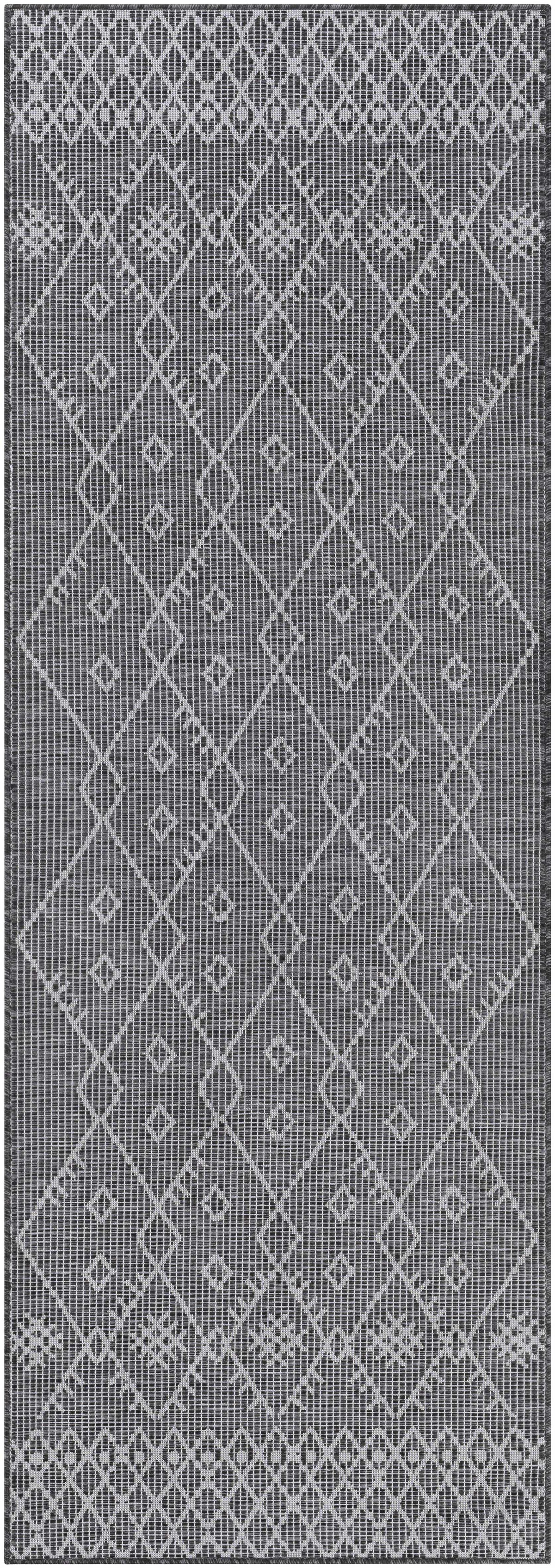 Lorena Charcoal Flatweave Trellis Outdoor Carpet - Clearance, photo 9 of 10