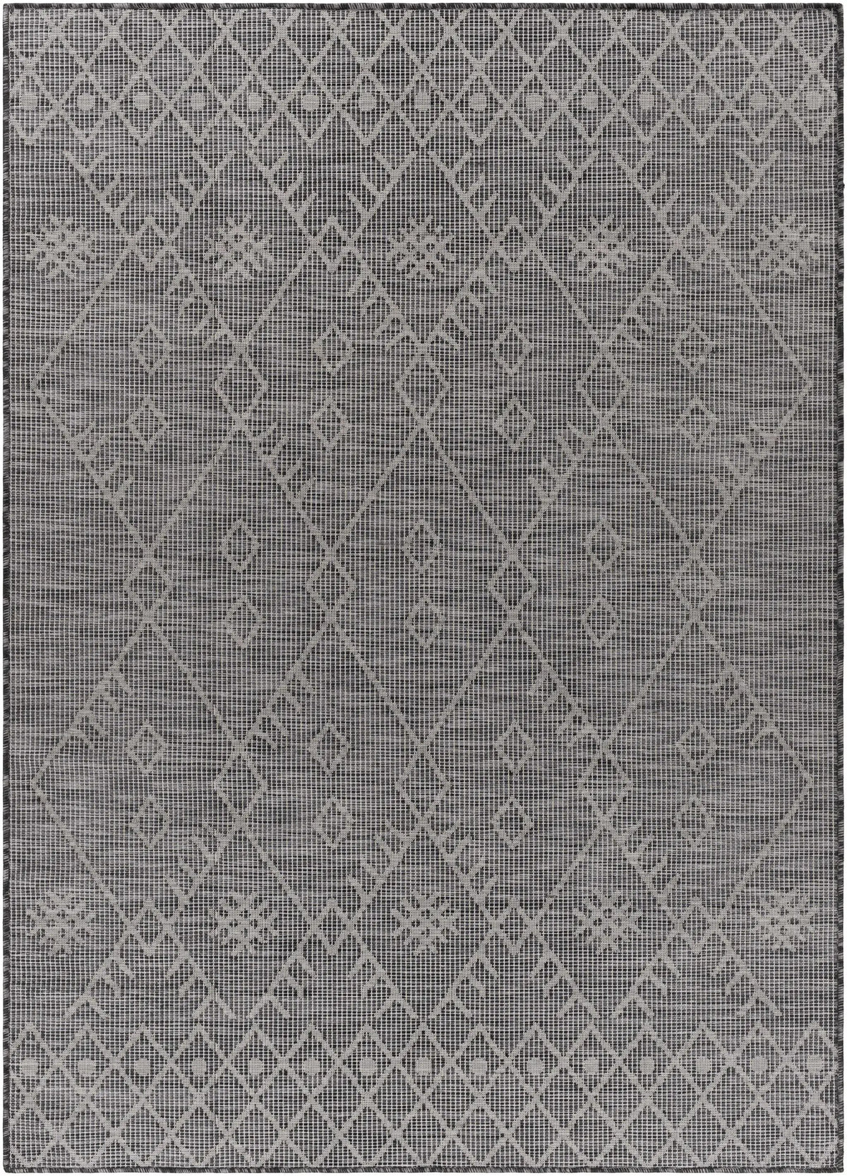 Lorena Charcoal Flatweave Trellis Outdoor Carpet - Clearance