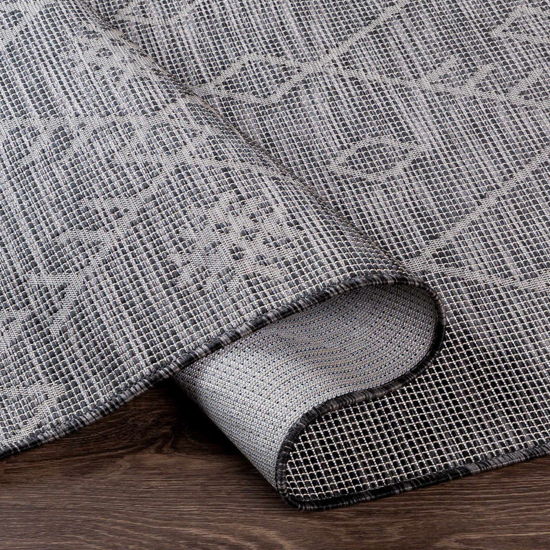 Lorena Charcoal Flatweave Trellis Outdoor Carpet - Clearance by Boutique Rugs
